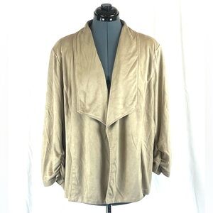 Roz & Ali faux suede tan blazer 3X 739